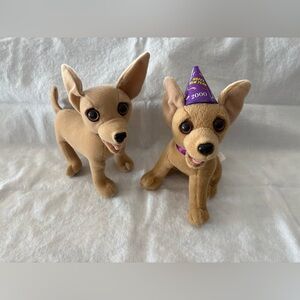 Vintage Lot Of 2 Chihuahua Dogs Yo Quiero Taco Bell & New Year 6" Plush Stuffed